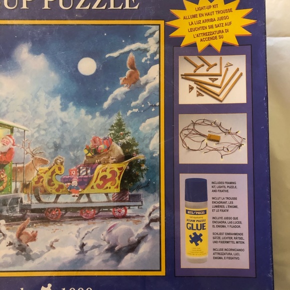 Bits & Pieces 1000 Piece Puzzle NEW Santa’s Train Lights Up & Frame Kit - Picture 5 of 10